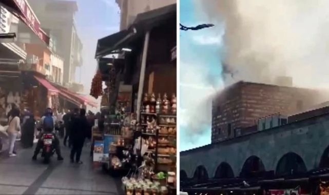 Mısır Çarşısı'ndan alevler yükseldi! İtfaiye ekiplerinin çalışması sürüyor